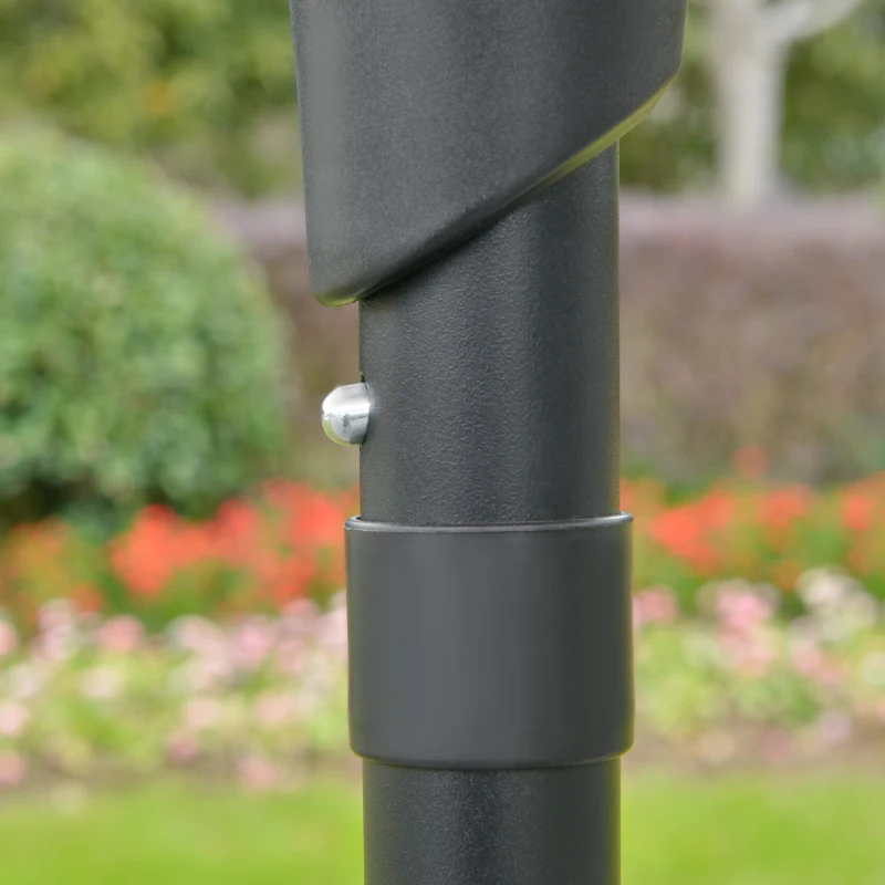Outsunny Ombrellone da Giardino Inclinabile 2.3x2.2m con Manovella, Palo in Metallo e 6 Stecche, Crema