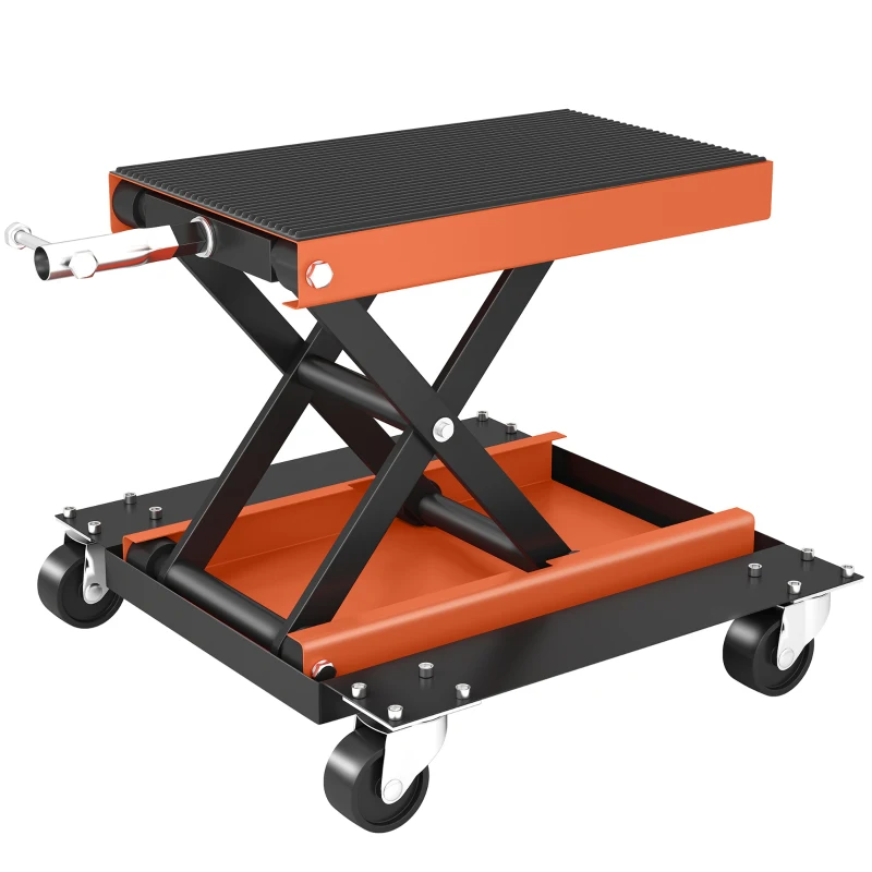 HOMCOM Motorfietslift 500 kg Capaciteit 135-390 mm Verstelbare Hoogte Staal Oranje(m-10)