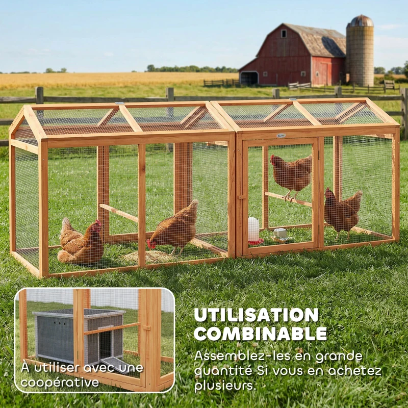 PawHut Enclos Poulailler en Bois avec Perchoir et Doubles Portes, Poulailler modulable pour jardin 104 x 70,5 x 84 cm, Orange