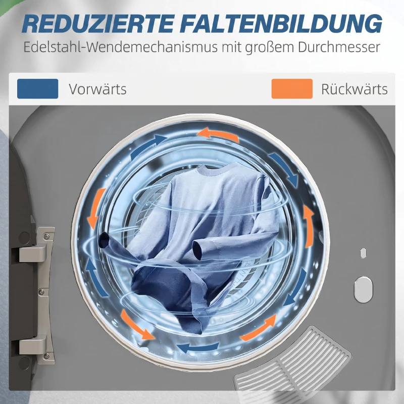 HOMCOM Afvoerdroger 4 kg met slimme modus, 800 W compacte droger met roestvrijstalen trommel, zilver