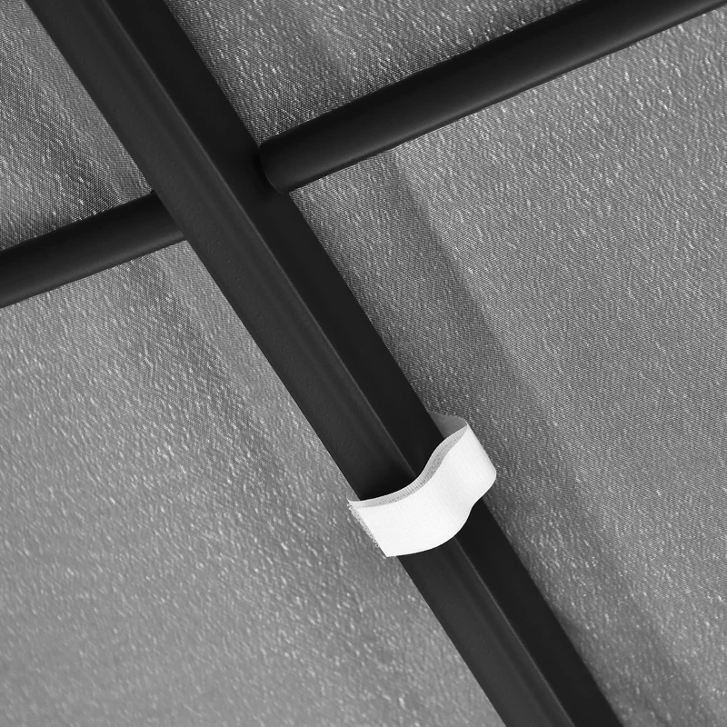 Outsunny  Cenador de Jardín 4x3 m Pérgola Montado en Pared con Toldo y 16 Orificios de Drenaje Marco de Metal y Poliéster 180 g/m² para Patio Terraza Gris