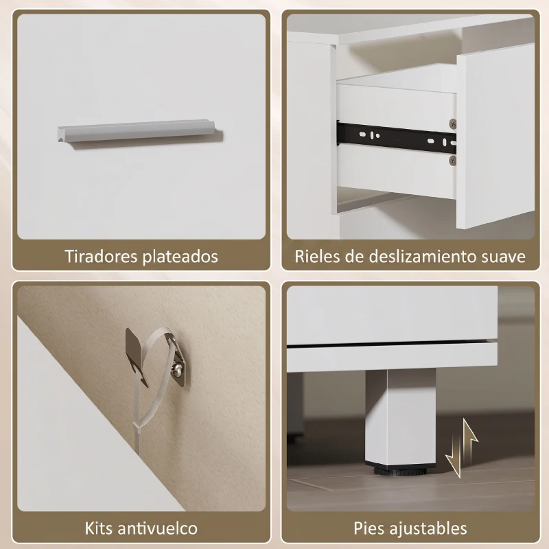 HOMCOM Mueble Bajo Lavabo con 2 Cajones Estilo Moderno para Lavabo sin Pedestal 80x30x60 cm Blanco