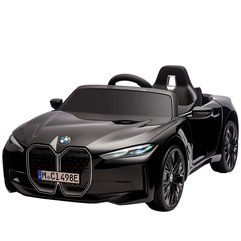 HOMCOM Mașină Electrică pentru Copii 3-6 Ani cu Licență BMW, cu Telecomandă, Claxon și Faruri, 115x67x45 cm, Neagră(m-12)