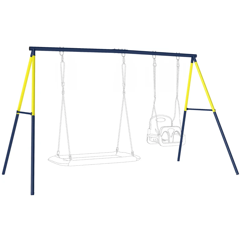AIYAPLAY Balançoire portique pour enfant avec double balançoire cadre en acier, pour 3-8 ans, 260x160x178cm bleu
