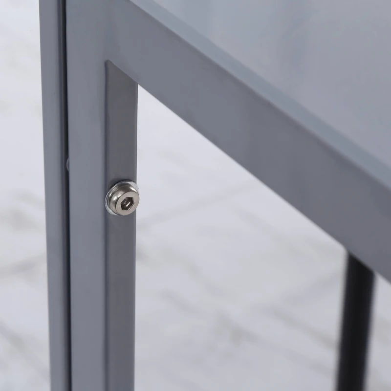 HOMCOM Vierkante Eettafel Keukentafel Glazen Tafel, Glasblad, Compact Ontwerp, Grijs