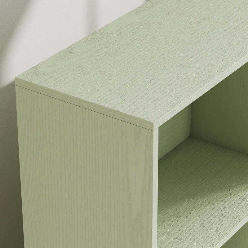 HOMCOM 10-Cube Bookcase, 3-Tier Book Shelf with Solid Wood Legs, 140 cm Modern Bookshelf with Anti-Tip Kit, Light Green