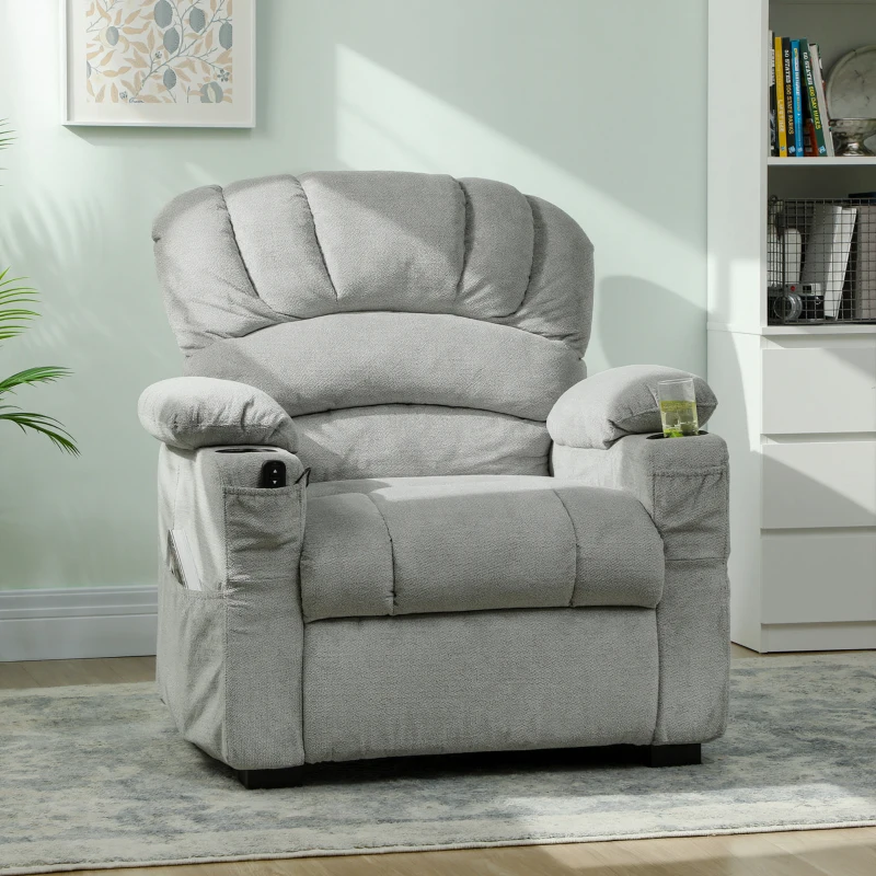 HOMCOM Fotoliu Relax Electric Reclinabil 150° cu Suport pentru Picioare, Șezut Lat, Silențios, Catifea, Gri