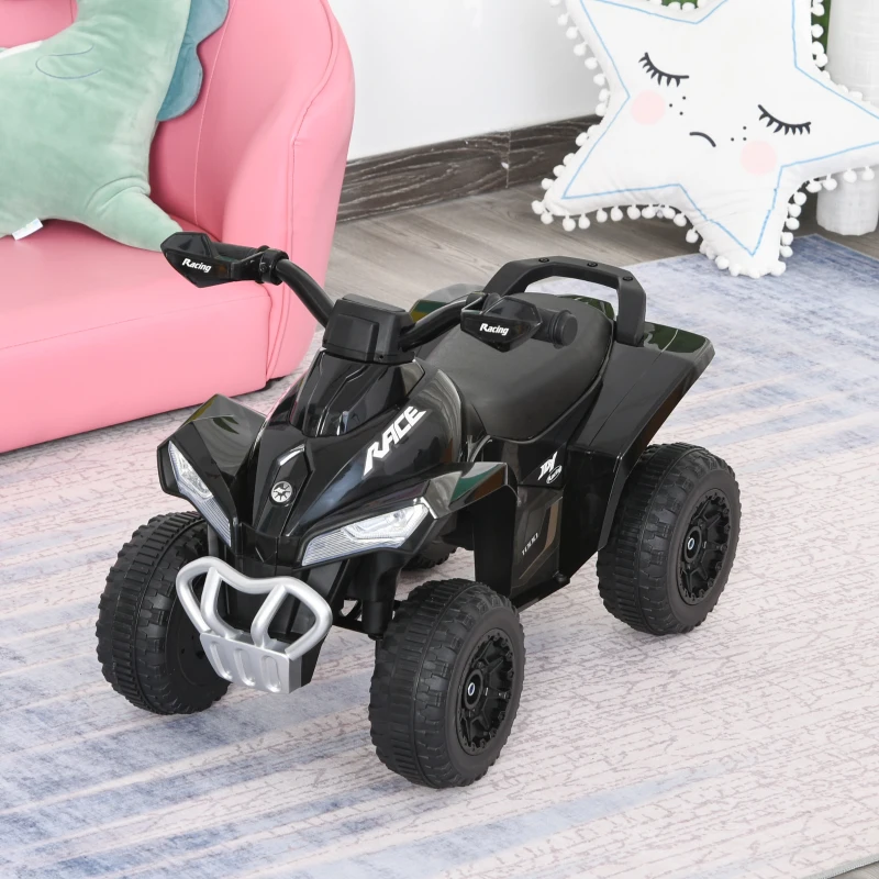 HOMCOM Mini Quad per Bambini 18-36 Mesi a Spinta Manuale con Musiche Integrate e Ampia Impugnatura in PP e Metallo, Nero
