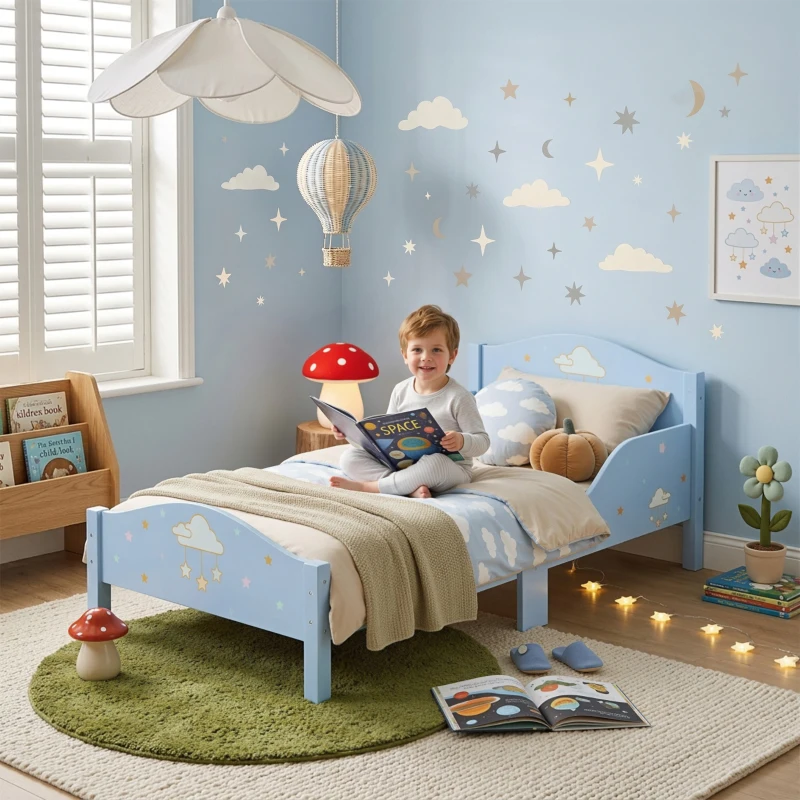 AIYAPLAY Pat Montessori pentru Copii 3-6 Ani Model Nor pentru Camera Copilului, 146 x 76,5 cm, Albastru
