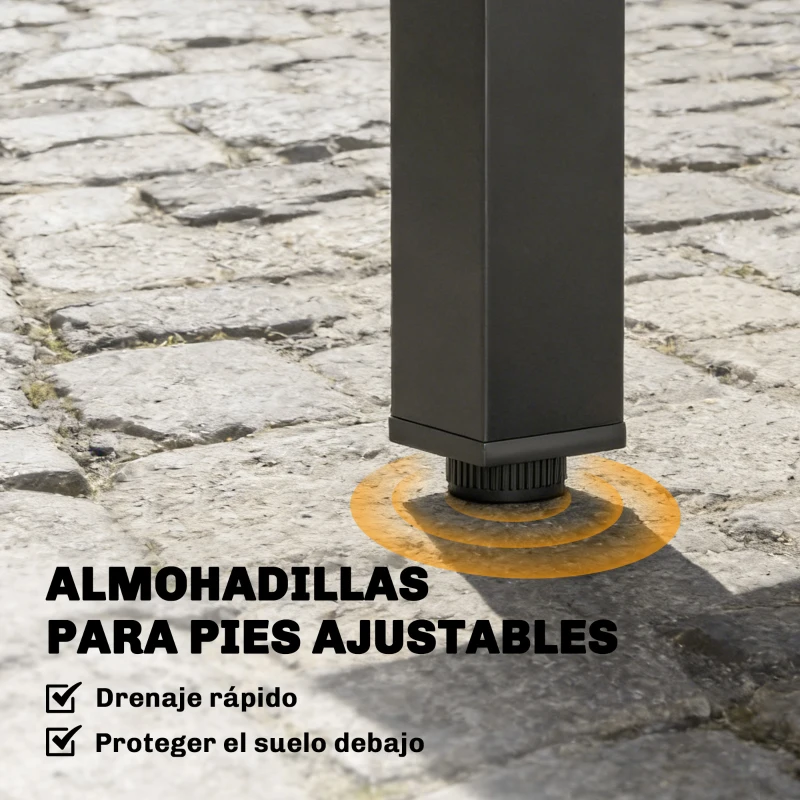 Outsunny Mesa de Comedor Exterior Extensible 80/160 cm para 4-6 Personas Mesa de Jardín Rectangular para Terraza Negro