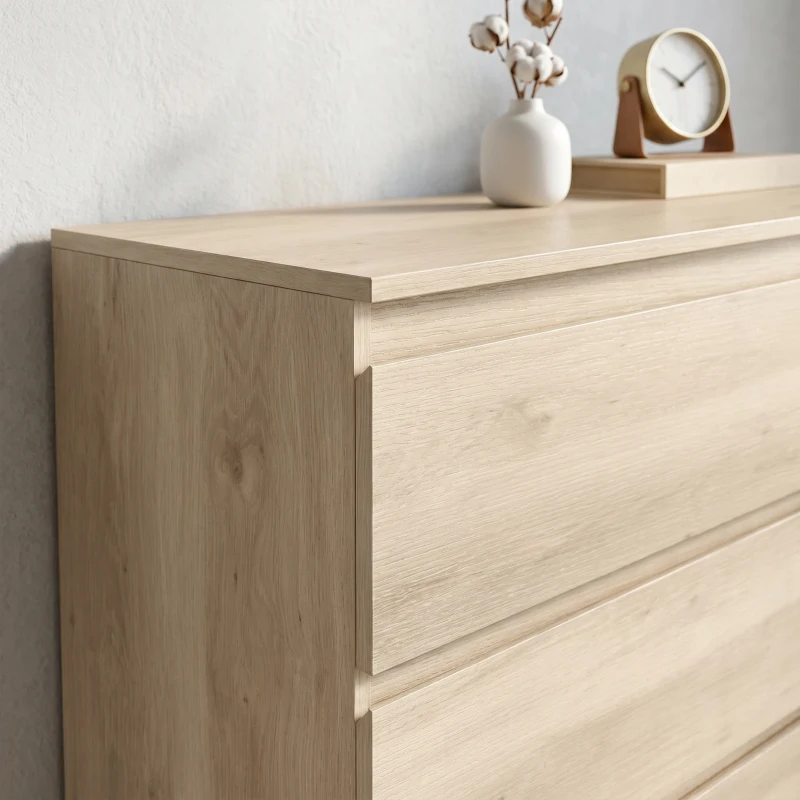 HOMCOM 3-Drawer Storage Organiser Unit, Chest of Drawers for Bedroom, Living Room, 80 x 39 x 73cm, Oak