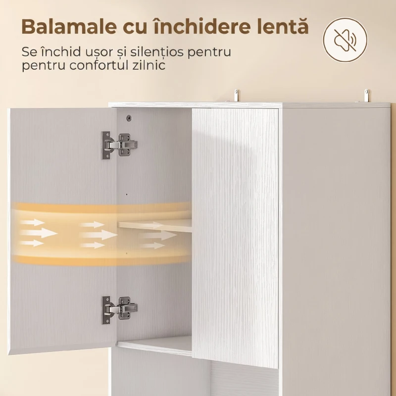 HOMCOM Dulap Cămară de Bucătărie 170cm, cu Raft Reglabil, Alb