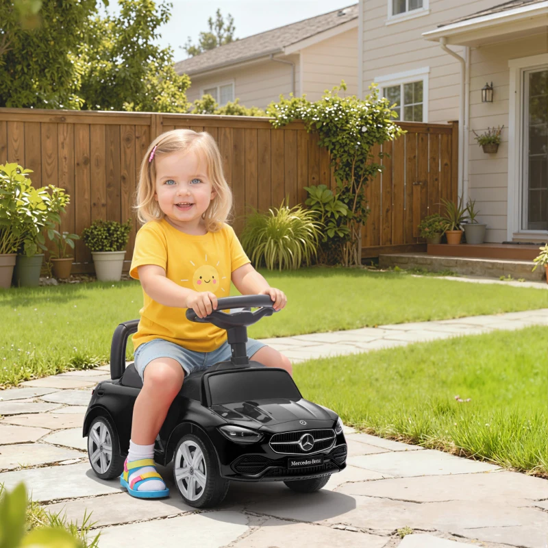 AIYAPLAY Mașinuță pentru Copii Licență Mercedes-Benz cu Claxon și Compartiment de Depozitare, 65x28x39 cm, Negru
