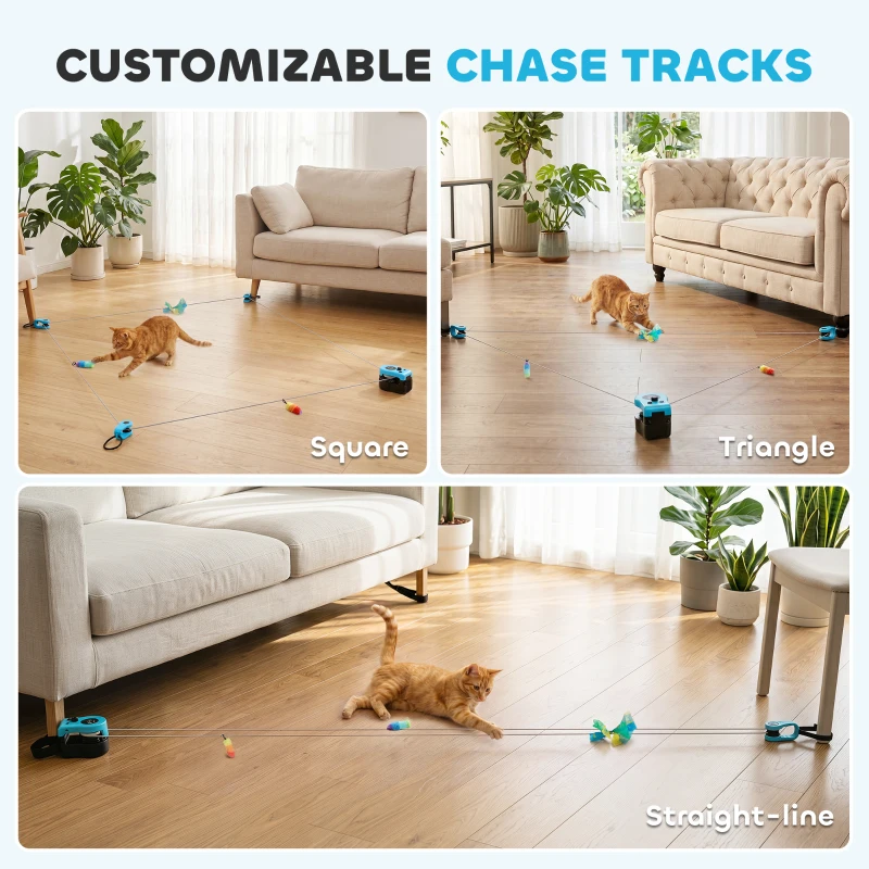 PawHut Interactive Cat Toy for Indoor Kittens & Adult with Adjustable Speed, DIY Track & Mouse Sound