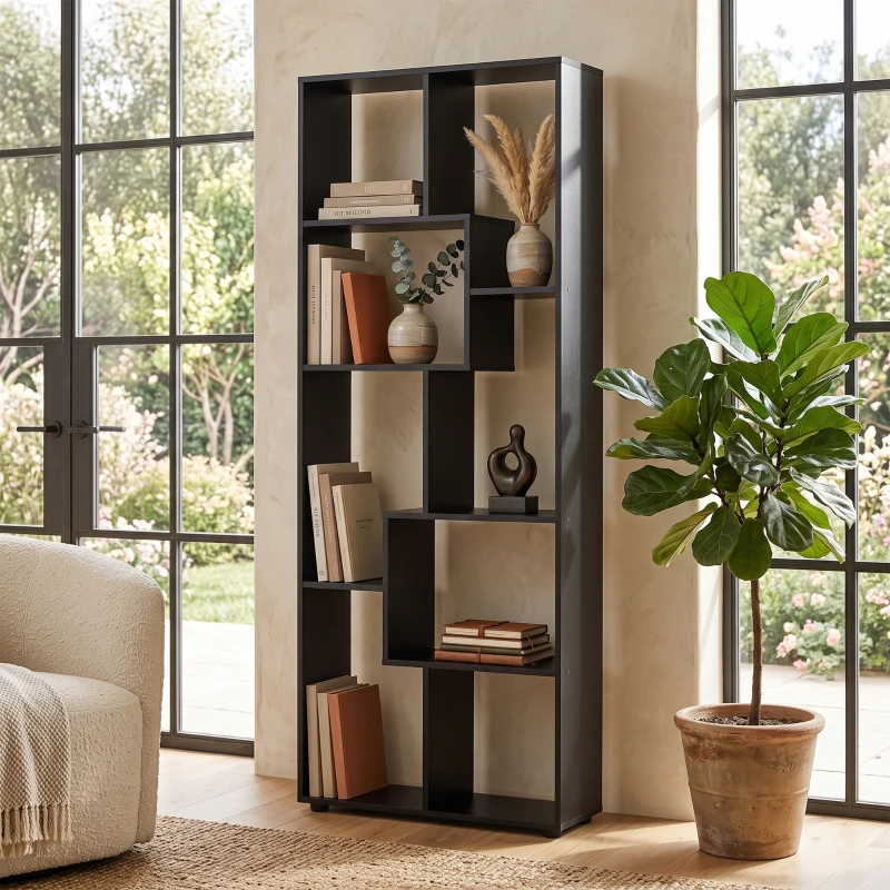 HOMCOM Estantería Moderna Biblioteca Estrecha con 8 Estantes Librería para Salón Dormitorio Estudio 70x24x178 cm Negro