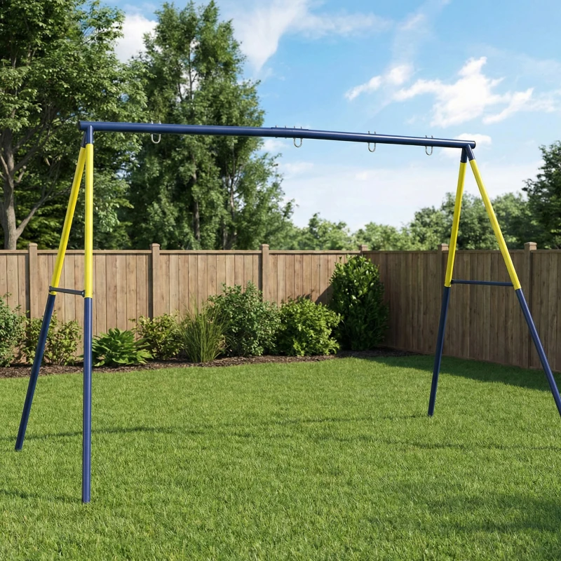 AIYAPLAY Balançoire portique pour enfant avec double balançoire cadre en acier, pour 3-8 ans, 260x160x178cm bleu