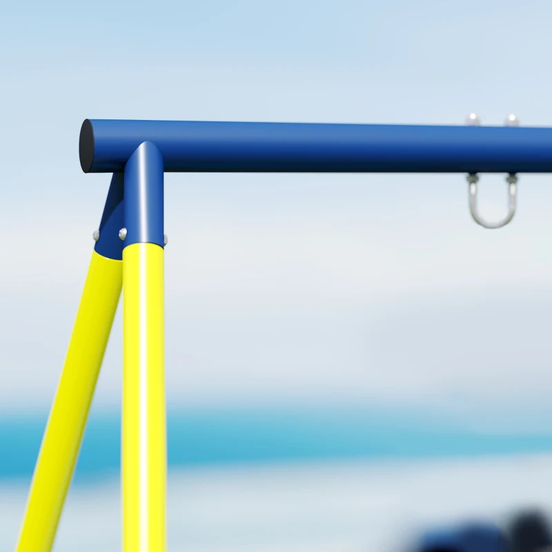 AIYAPLAY Balançoire portique pour enfant avec double balançoire cadre en acier, pour 3-8 ans, 260x160x178cm bleu