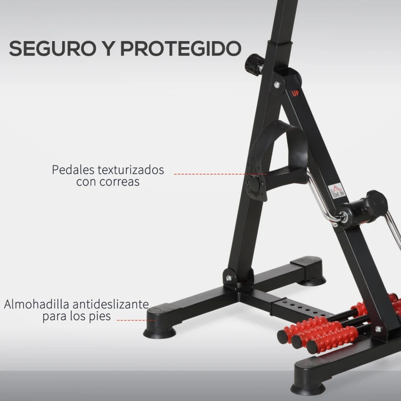 HOMCOM Pedales Estáticos Personas Mayores de Piernas y Brazos Altura Ajustable 75-97 cm Pantalla LCD y Rodillo Masajeador