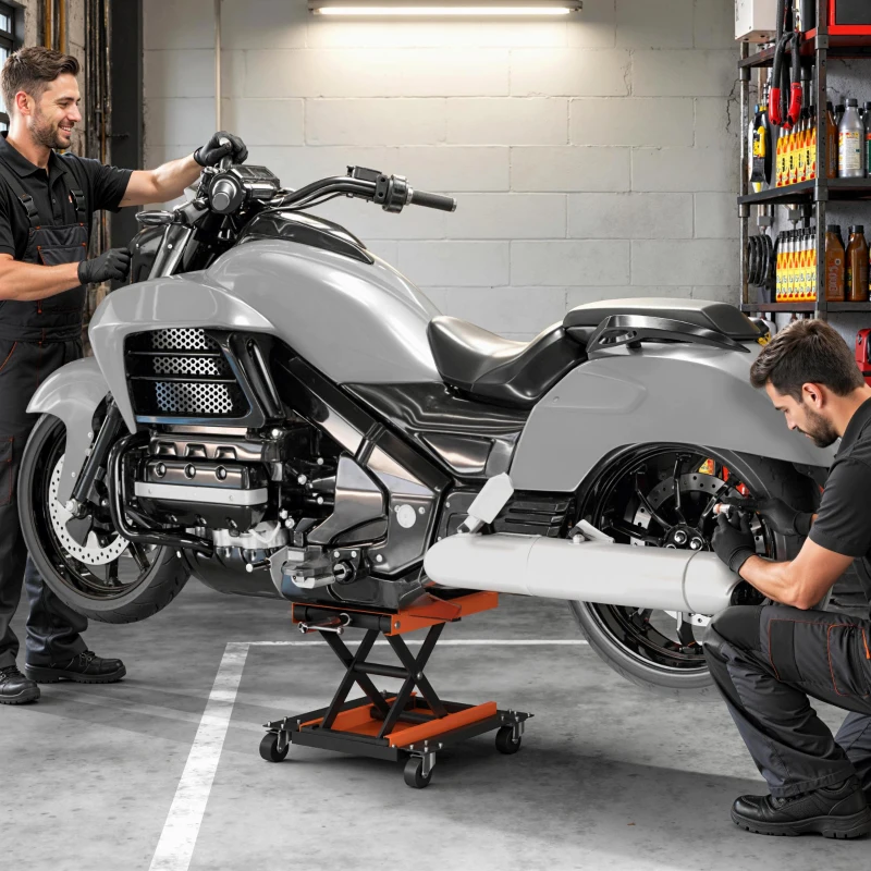 HOMCOM Motorradheber 500 kg Belastbar Motorradhebebühne 135-390 mm Höhenverstellbar Stahl Orange