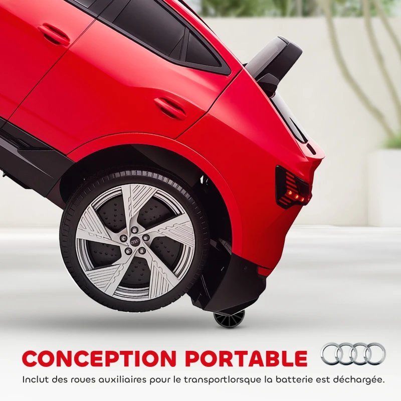 HOMCOM Voiture électrique enfants sous Licence Audi e-tron Sportback, véhicule électrique 12V Max. 5 Km/h avec télécommande 2,4G, phares LED, musique, klaxon, port USB, MP3, rouge
