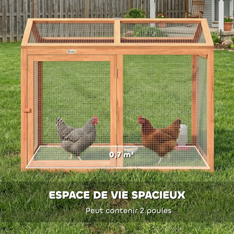 PawHut Enclos Poulailler en Bois avec Perchoir et Doubles Portes, Poulailler modulable pour jardin 104 x 70,5 x 84 cm, Orange