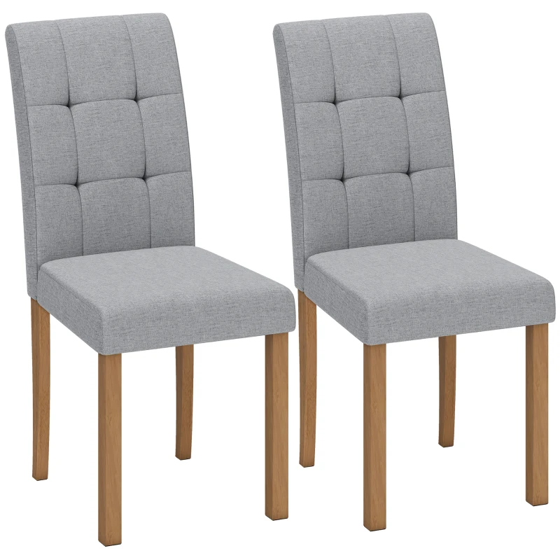 HOMCOM Lot de 2 chaises de salle à manger, chaise de cuisine moderne avec siège rembourré en tissu effet lin, gris clair