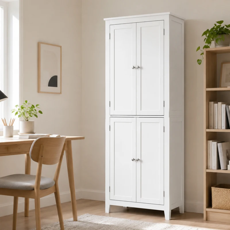 HOMCOM 170 cm Tall Bathroom Storage Cabinet, Freestanding Narrow Bathroom Cabinet with Adjustable Shelves for Laundry Room