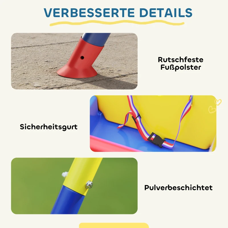AIYAPLAY Babyschaukel 3 in 1 Kinderschaukel verstellbar Schaukelsitz mit Rückenlehne, Anschnallgurt, 128 x 155 x 157 cm Blau