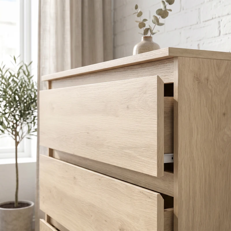 HOMCOM 3-Drawer Storage Organiser Unit, Chest of Drawers for Bedroom, Living Room, 80 x 39 x 73cm, Oak