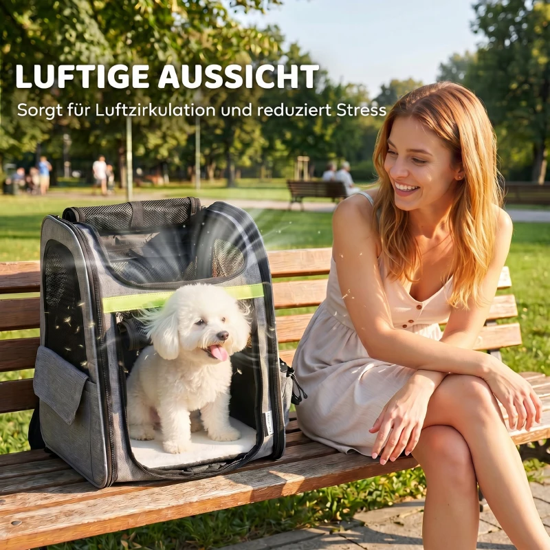 PawHut Hundebox erweiterbar Transportbox Hund mit 5 Taschen reflektierendem Streifen für Hunde bis 10 kg 33,5x28x42cm Hellgrau