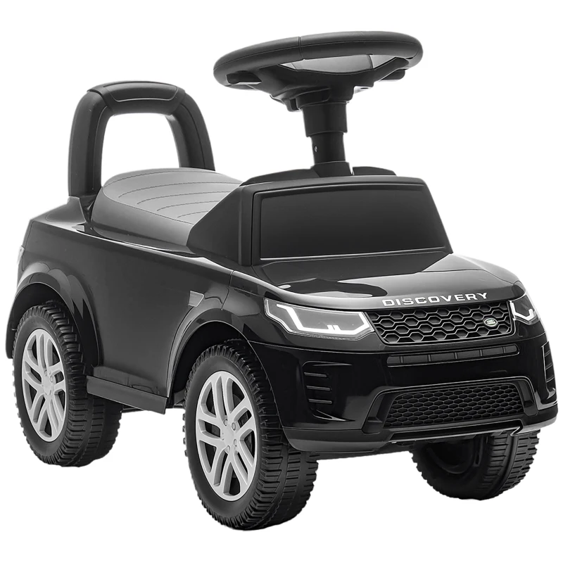 AIYAPLAY Porteur enfants voiture sous licence Land Rover, véhicule à pousser, klaxon, sons de moteur, rangement sous siège, noir