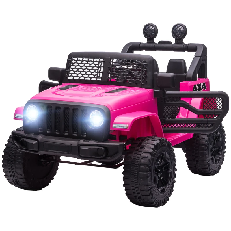 HOMCOM Kinder Elektroauto 12V Elektro Kinderauto mit Fernbedienung 2 Motor LED Hupe für Kinder von 3-6 Jahren 100x65x72 cm Rosa