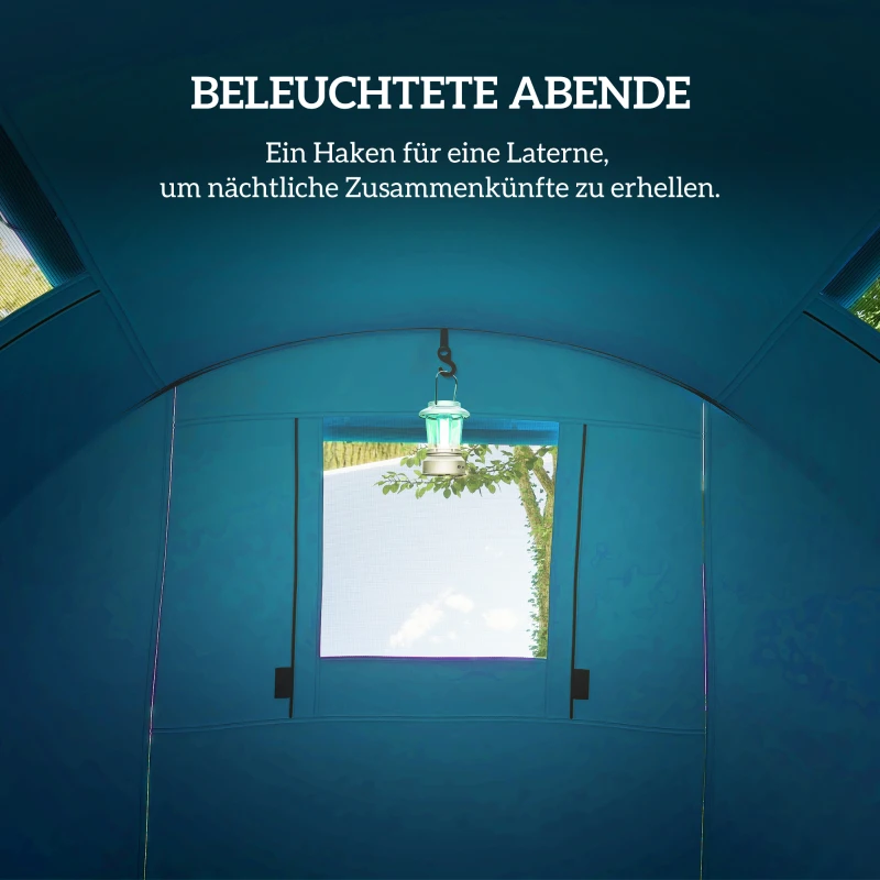 Outsunny Campingzelt für 3-4 Personen stabil wasserdicht Familienzelt mit Schlafzimmer Wohnzimmer 3000mm Wassersäule Himmelblau