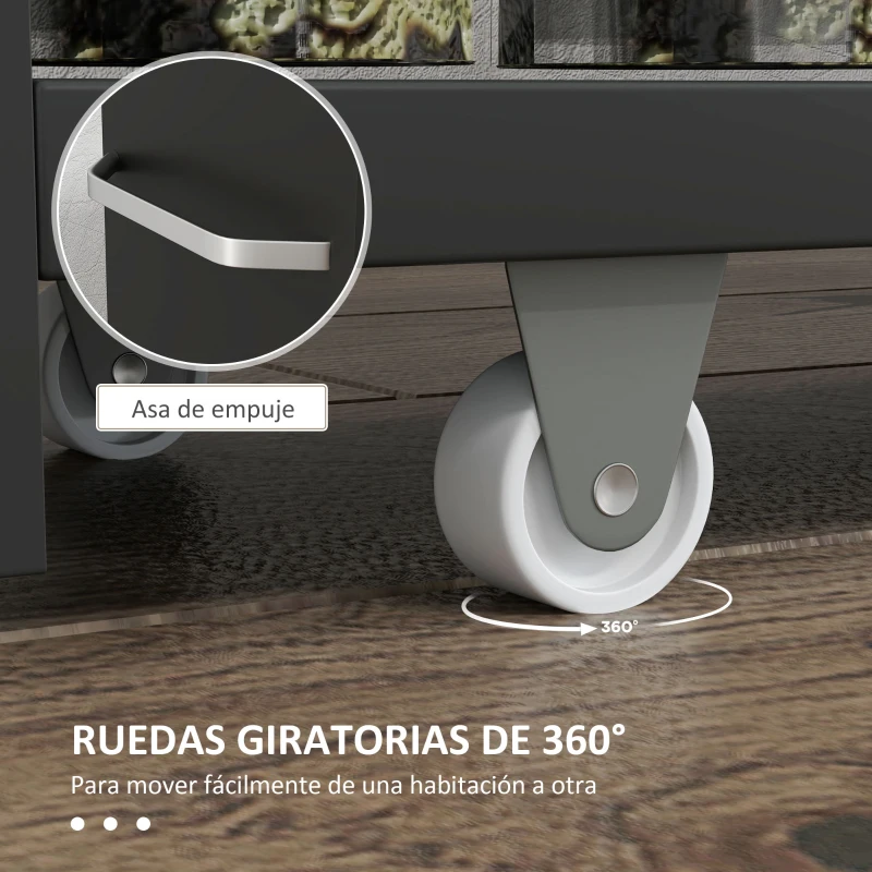 kleankin Carrito Auxiliar con Ruedas de 3 Niveles Carrito de Cocina Estrecho con 3 Estantes Tablero y Asa 48x15x80 cm Negro
