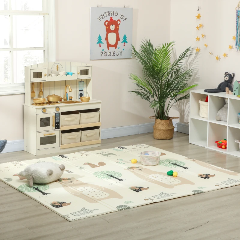 AIYAPLAY Baby Play Mat, Double Sideded Foldable Kids Crawling Mat, Reversible & Waterproof, Animal