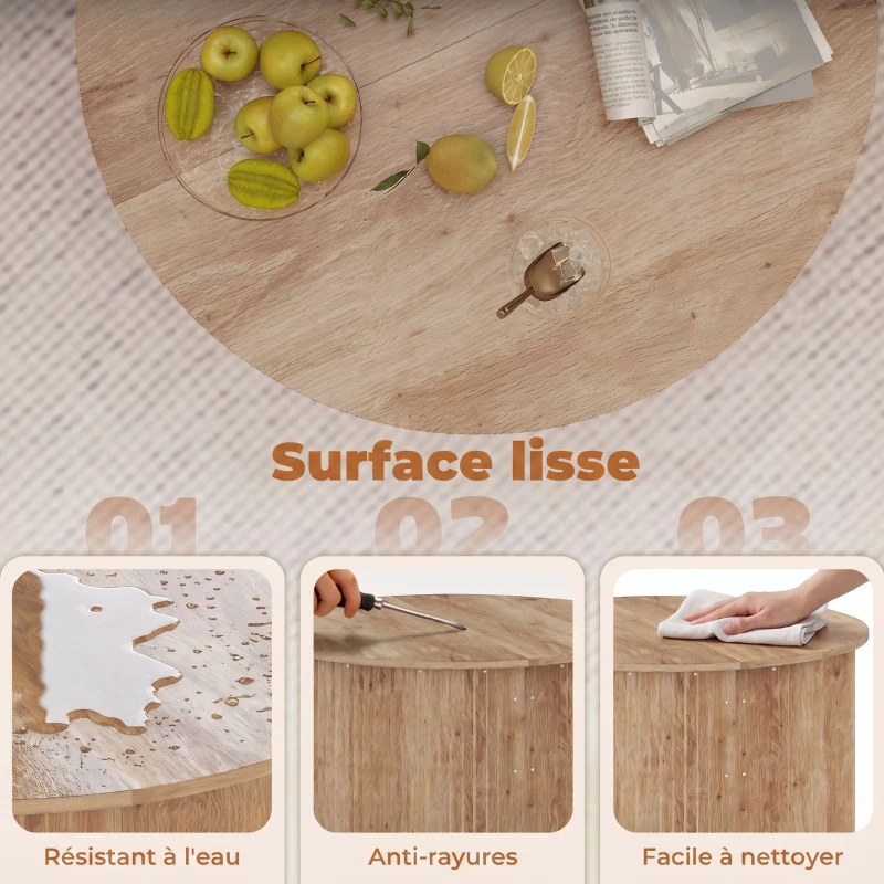 HOMCOM Table basse relevable, table de salon avec compartiment caché et plateau à fermeture douce, bois naturel