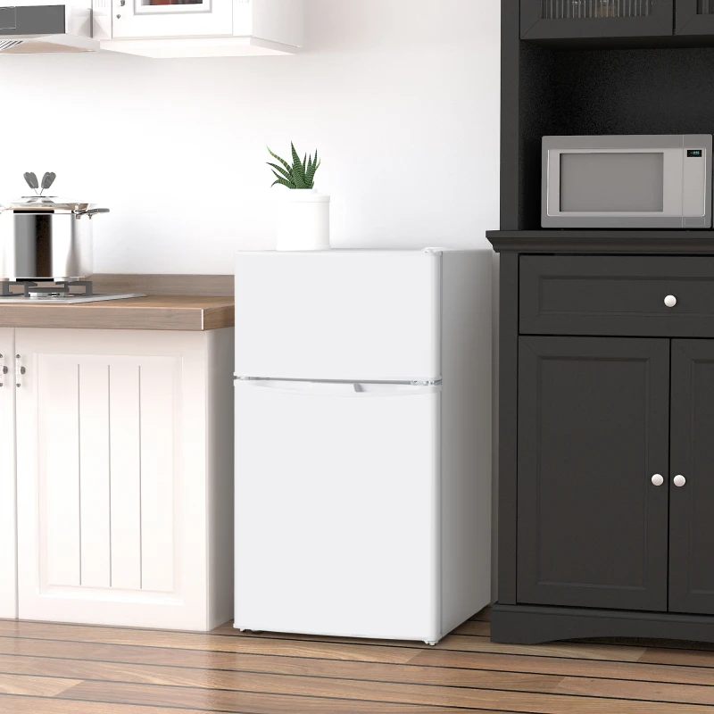 HOMCOM 88L Under Counter Fridge Freezer, Small Refrigerator with 5-Setting, 3 Star Freezer Rating, White