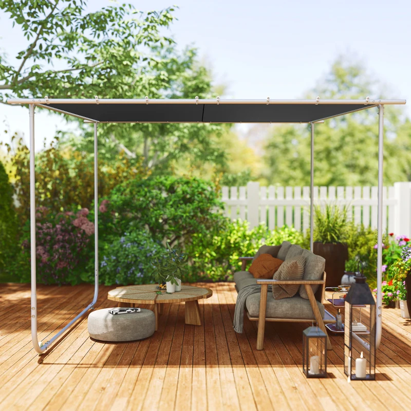 Outsunny Pergola Gazebo 3x3 m con Rotelle, Copertura Anti-UV e Telaio in Acciaio, Grigio