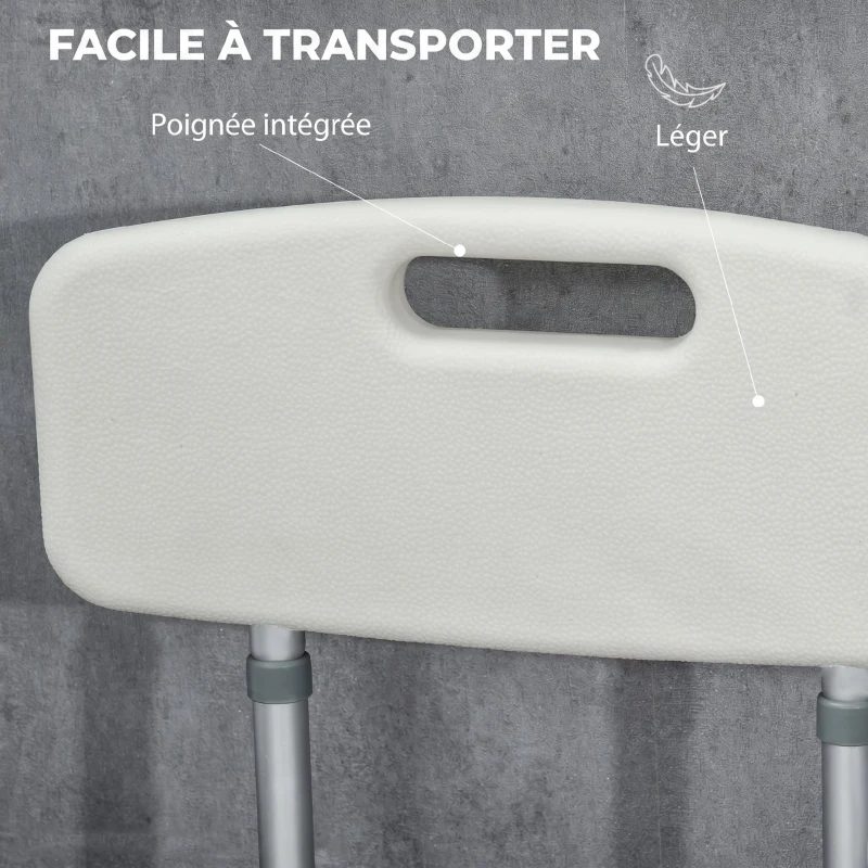HOMCOM Tabouret de Douche Réglable en Hauteur à 5 Niveaux, Chaise de Douche, Accoudoirs Rembourrés et Coussin Amovible, Gris