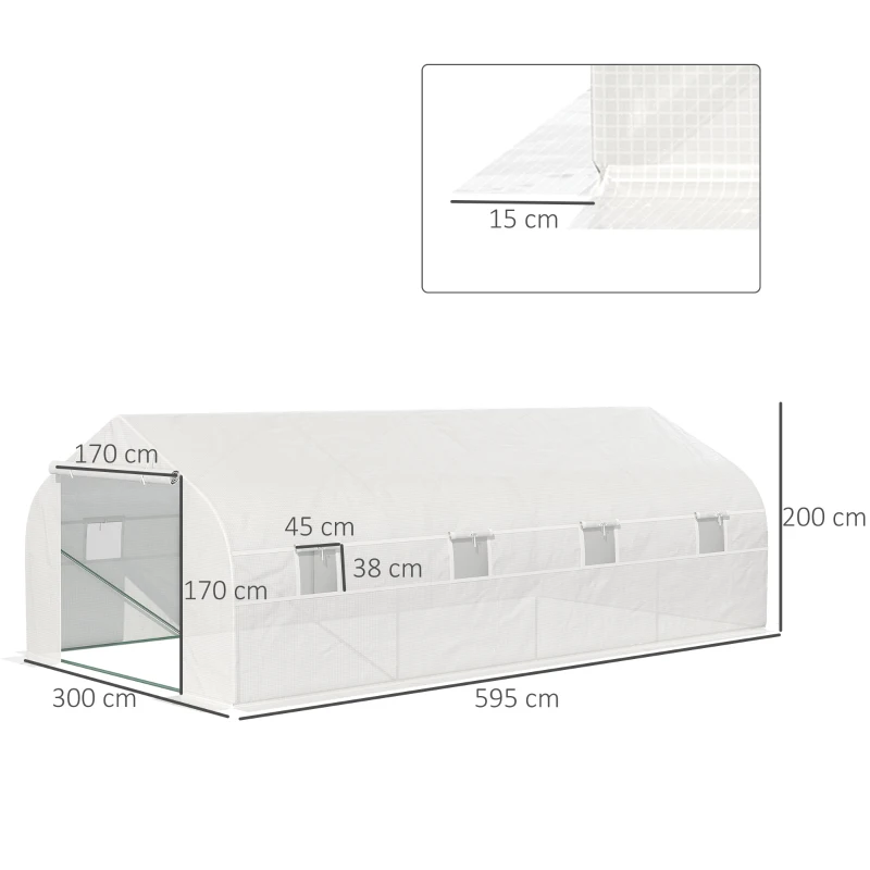 Outsunny Serra per Orto 6x3x2m con 8 Finestre e Porta Avvolgibile, in Acciaio e PP, Verde