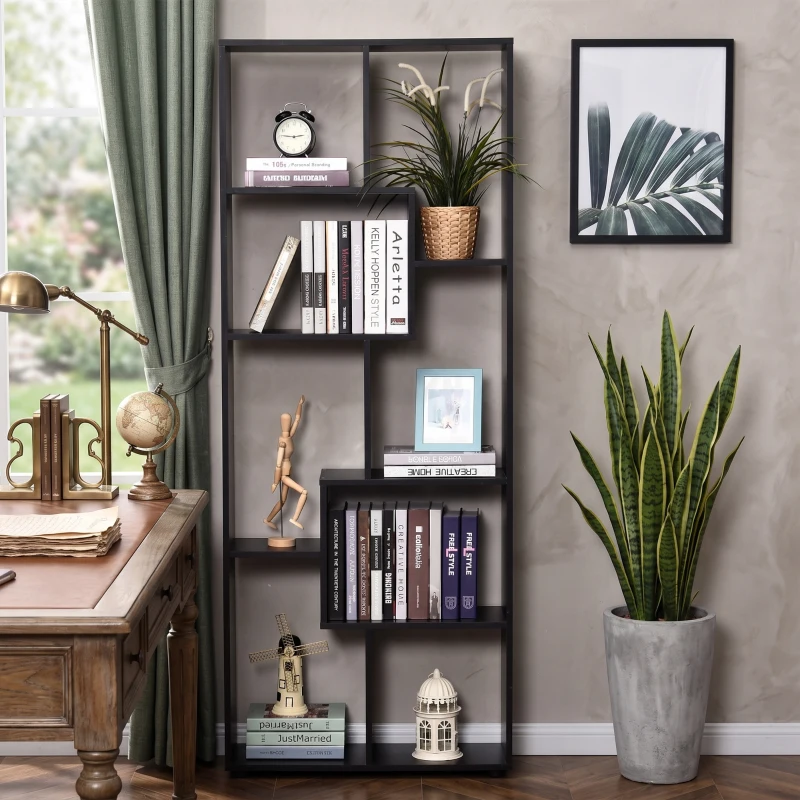 HOMCOM Estantería Moderna Biblioteca Estrecha con 8 Estantes Librería para Salón Dormitorio Estudio 70x24x178 cm Negro