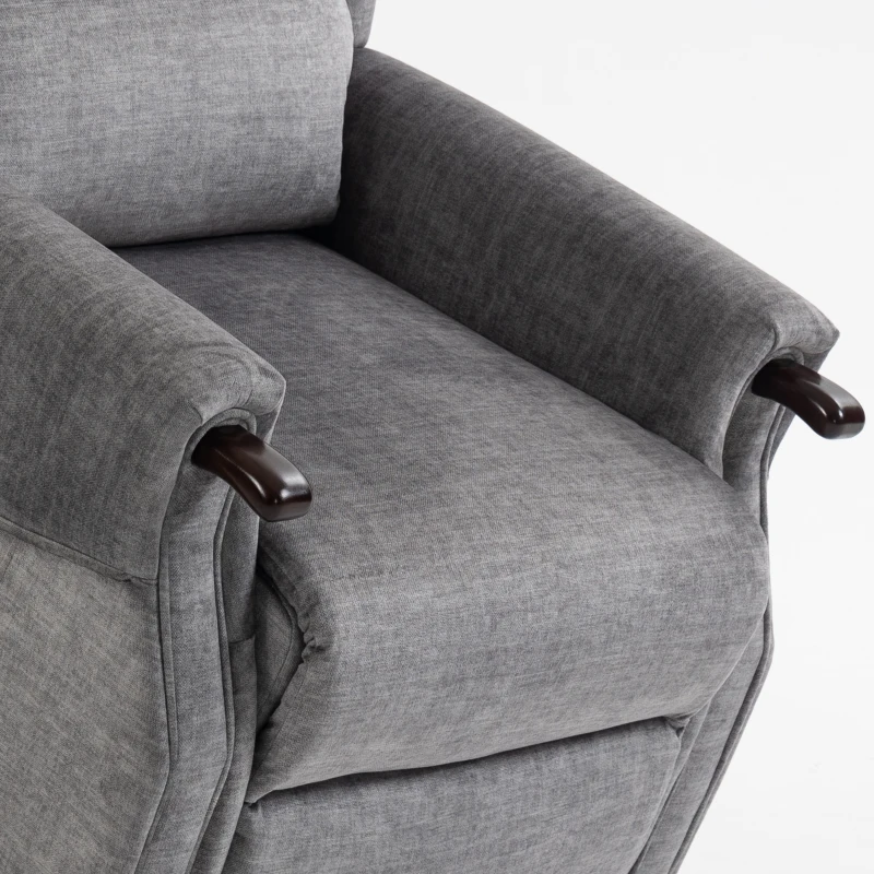 HOMCOM Power Lift Recliner with Vibration Massage and Heat, Lift Chair for Tall with Wood Grip, Pocket Spring, Light Grey