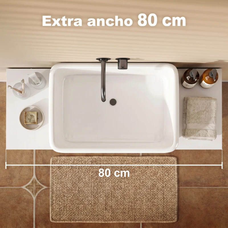 HOMCOM Mueble Bajo Lavabo con 2 Cajones Estilo Moderno para Lavabo sin Pedestal 80x30x60 cm Blanco