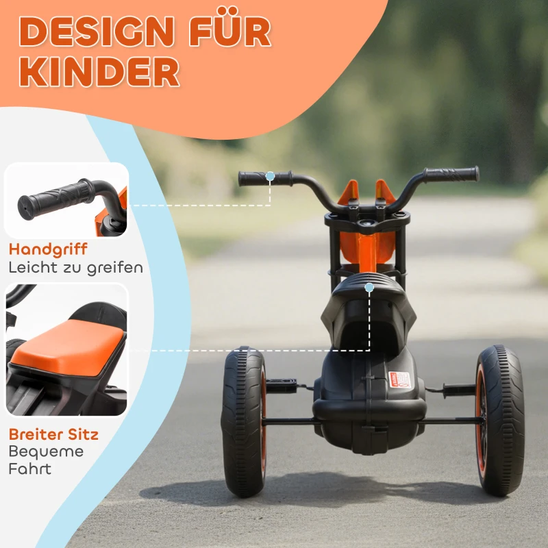AIYAPLAY Dreirad, Kinderfahrrad, Laufrad, Kinderrad mit Pedal, Lauffahrrad für Kinder 18-36 Monaten, Stahl, 79x44x50 cm, Orange