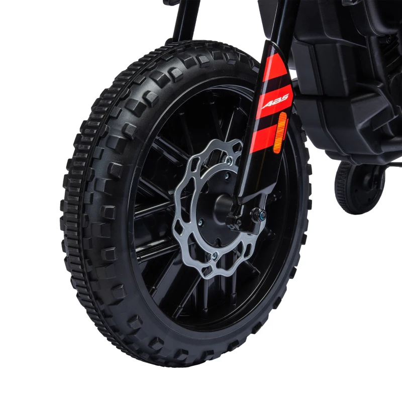 AIYAPLAY 12V kinder-motorfiets met steunwielen, LED-lichten, muziek, USB, elektrische motorfiets voor jongens en meisjes, wit