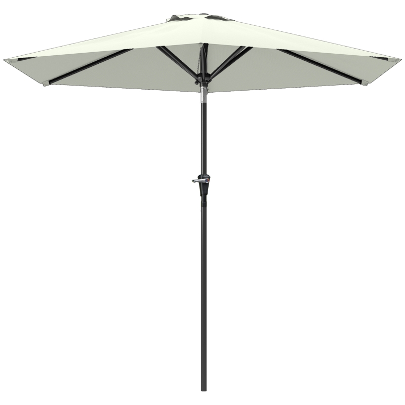 Outsunny Ombrellone da Giardino Inclinabile 2.3x2.2m con Manovella, Palo in Metallo e 6 Stecche, Crema