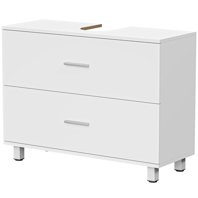HOMCOM Mueble Bajo Lavabo con 2 Cajones Estilo Moderno para Lavabo sin Pedestal 80x30x60 cm Blanco