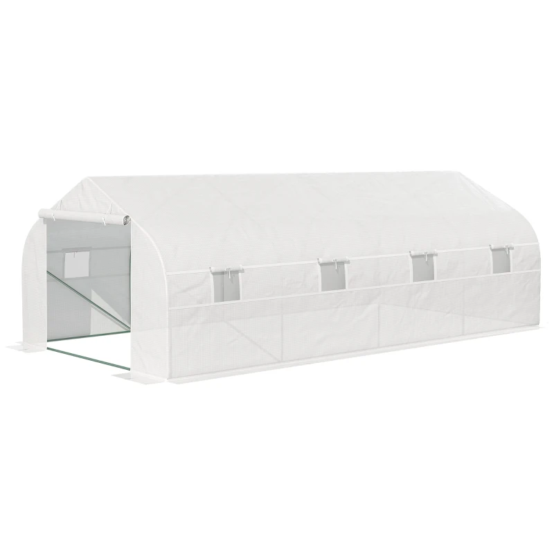 Outsunny Serra per Orto 6x3x2m con 8 Finestre e Porta Avvolgibile, in Acciaio e PP, Verde