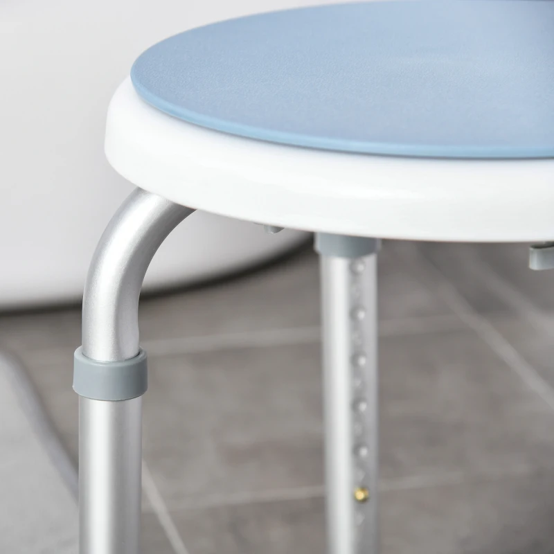 HOMCOM Tabouret de douche siège de douche antidérapant tabouret de bain hauteur réglable pivotant à 360° en aluminium