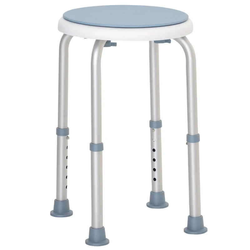 HOMCOM Tabouret de douche siège de douche antidérapant tabouret de bain hauteur réglable pivotant à 360° en aluminium